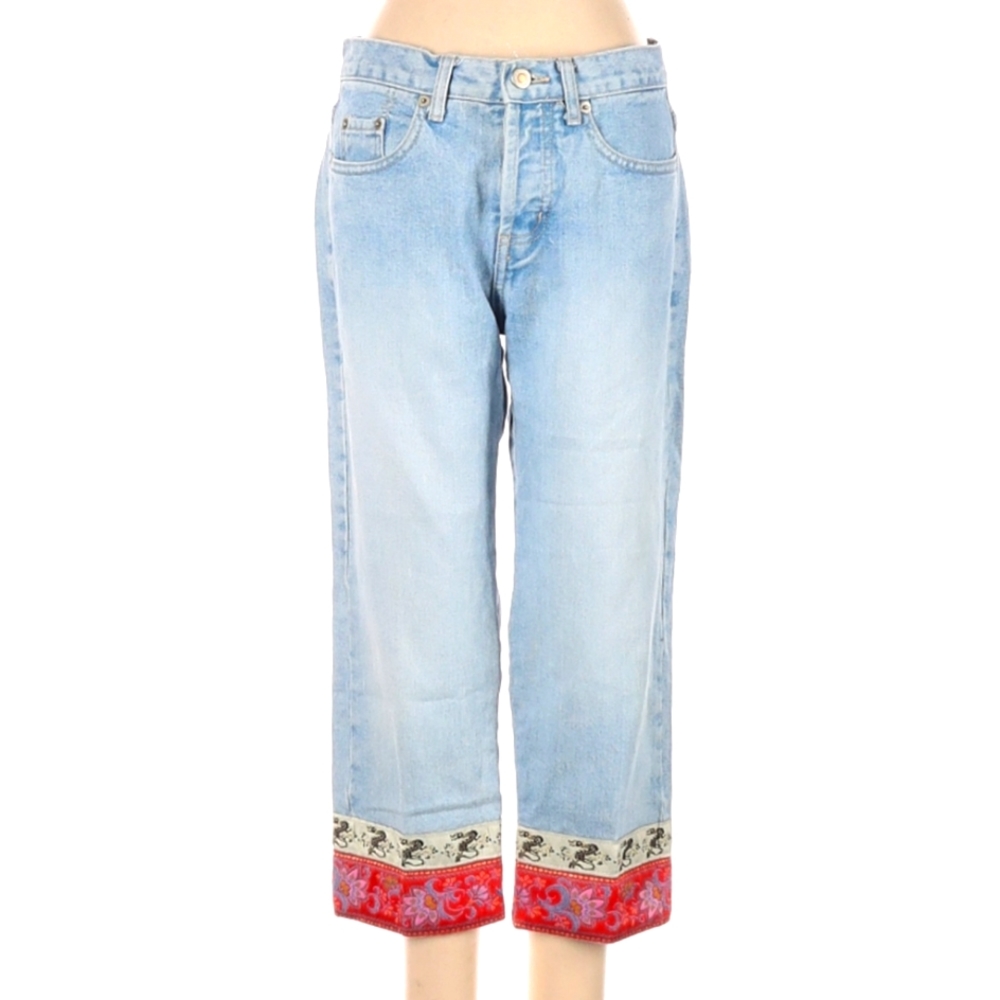 Y2K 90s London Jean Capris Decorative Cuff Vintage